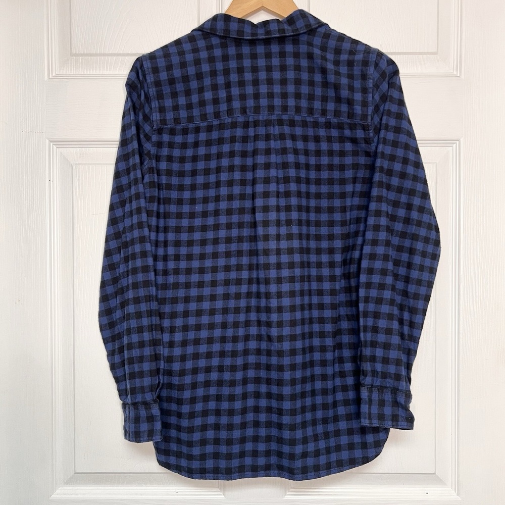 Madewell Shirt Womens Slim Medium Flannel Blue Black Gingham Cabincore Cabincore - Picture 4 of 10